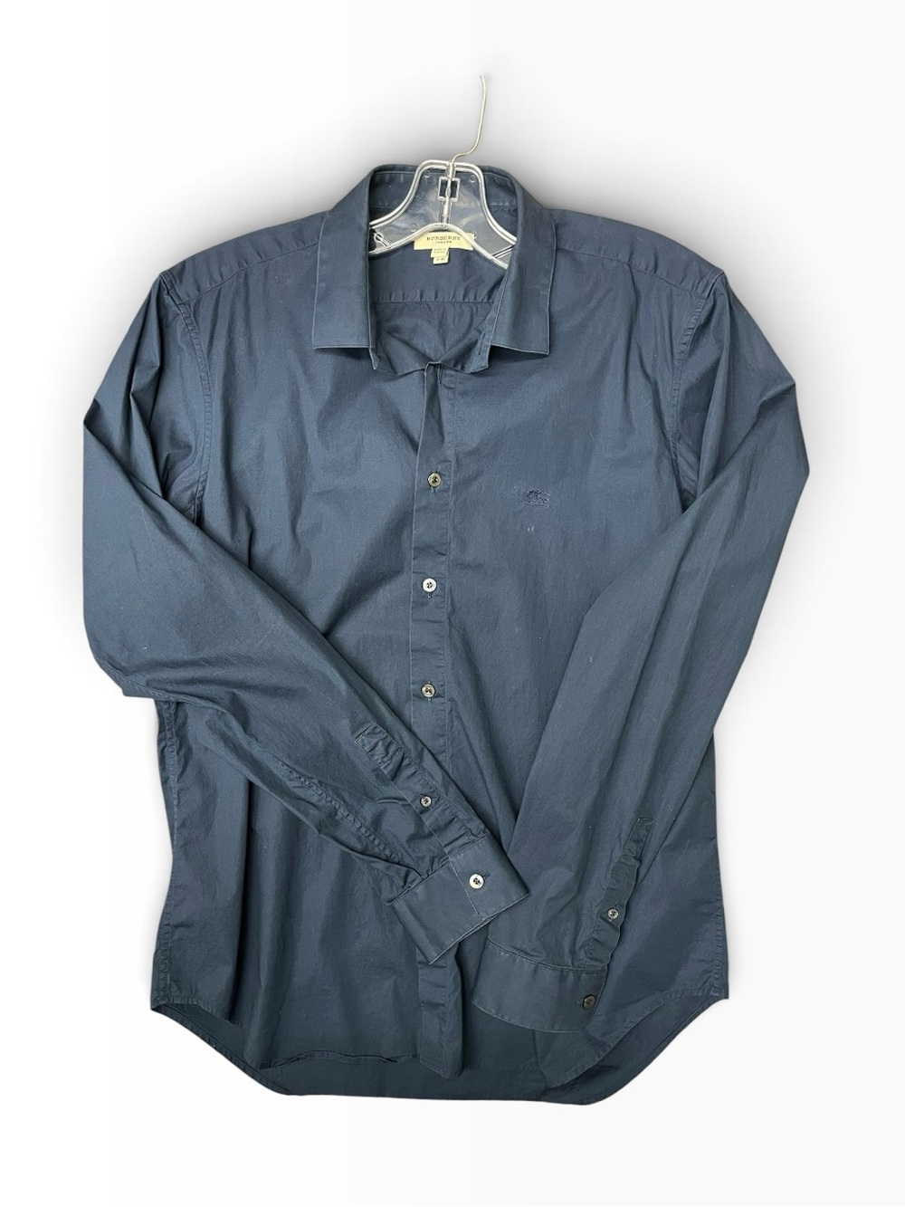 Burberry Men's Dark Blue Long-Sleeve Dress Shirt size 17